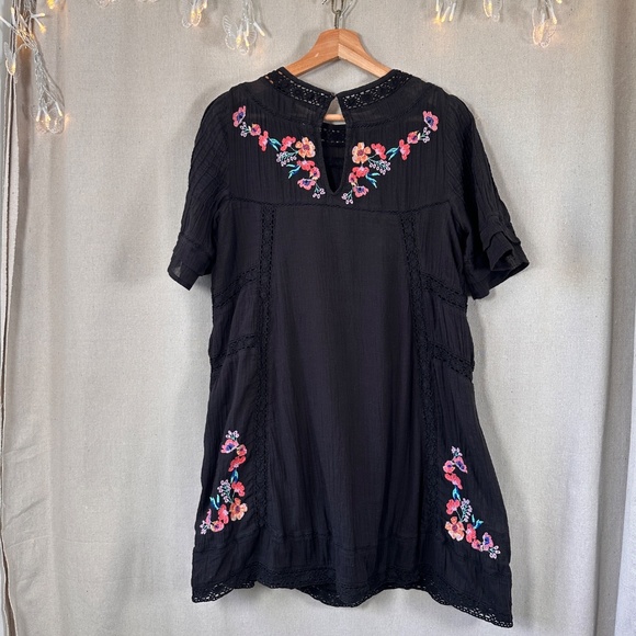 FREE PEOPLE Perfectly Victorian Floral Embroidered Mini Boho Dress | Size S - Picture 6 of 9